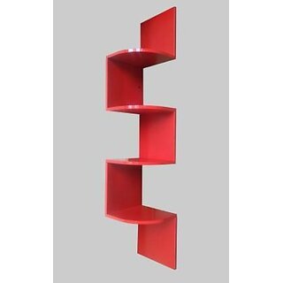                       Wooden Wall Self Wooden Wall Shelf (Number Of Shelves - 9, Red)                                              