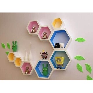                       Wooden Wall Self Wooden Wall Shelf (Number Of Shelves - 12, Multicolor)                                              