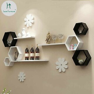                       Wooden Wall Shelf (Number Of Shelves - 12, White)                                              