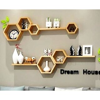                       Wooden Wall Shelf (Number Of Shelves - 12, Yellow)                                              