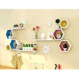                      Wooden Wall Shelf (Number Of Shelves - 12, Multicolor)                                              
