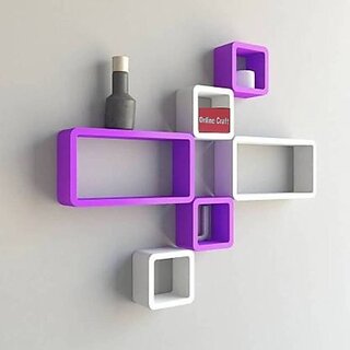                       Wooden Wall Shelf Wooden Wall Shelf (Number Of Shelves - 6, Purple, White)                                              
