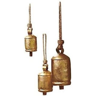                       Onlinecraft C3137Cow Bell Iron Decorative Bell (Gold, Pack Of 1)                                              