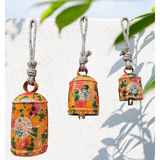 Onlinecrafts Iron Cow Bell Iron, Wooden Cow Bell (Orange)