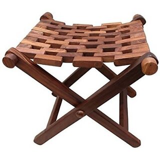                       Onlinecrafts Wooden Stool Stool (Brown, Ready)                                              