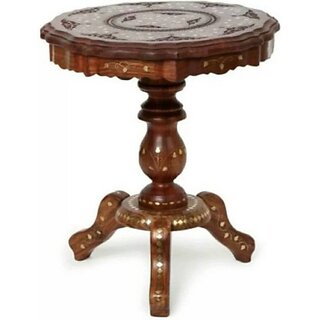                       Onlinecrafts Wooden Table Pillar Wali Sheesom Stool (Brown, Ready)                                              
