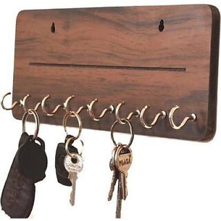                       Key Holder Wood Key Holder (8 Hooks, Black)                                              