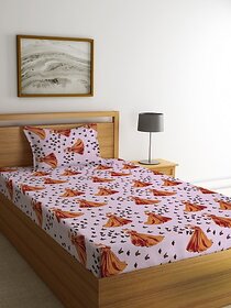 Ambra Linens 140 TC Cotton Single Cartoon Flat Bedsheet (Pack of 1, Brown)
