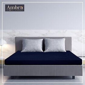 Ambra Linens Elastic Strap Queen Size Waterproof Mattress Cover (Blue)