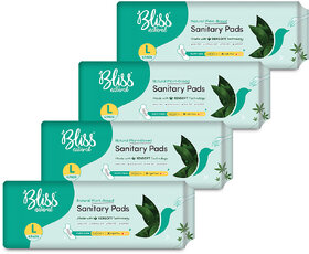 BLISSNATURAL Rash-Free Sanitary Pads For Women  Jumbo pack  Size - L  Pack Of 30 Pads