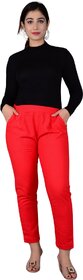 YUVAA Women's Regular Fit COTTON PANT ,Stunning Outfit with Boutique Dress Designs, Stylish Party Dresses(RED) |M|