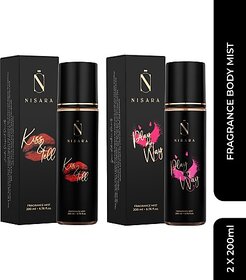 Nisara Kiss & Tell & Play My Way Fragrance Body Mist (2x200ml) Body Mist - For Women (400 ml, Pack of 2)