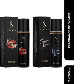 Nisara Kiss & Tell & Drama Queen Fragrance Body Mist (2x200ml) Body Mist - For Women (400 ml, Pack of 2)