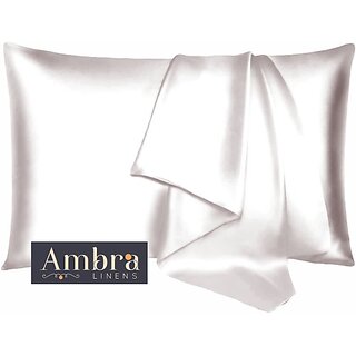 Ambra Linens Plain Pillows Cover  (Pack of 2, 40 cm*70 cm, Ivory)