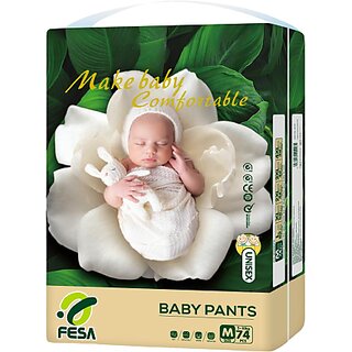                       FESA  Baby Diaper Pants,Medium (M), 74 Count upto 12 hours absorption,leakage Protection,Diaper                                              