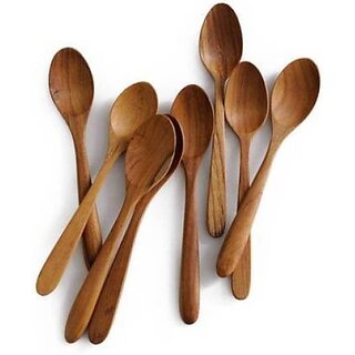Onlinecraft Ch2926 8 Wali Chammach (Brown) Wooden Table Spoon Set (Pack Of 8)