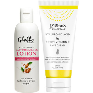                       Globus Naturals Creamy Bloom Body Care Combo Daily Moisturzing Lotion & Vitamic C Cream                                              