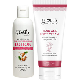                       Globus Naturals Butter Soft Body Care Combo Daily Moisturzing Body Lotion  Hand and Foot Cream                                              