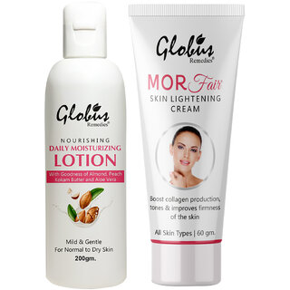                       Globus Naturals Glow & Go Body Care Combo Daily Moisturzing Lotion & Morfair Cream                                              