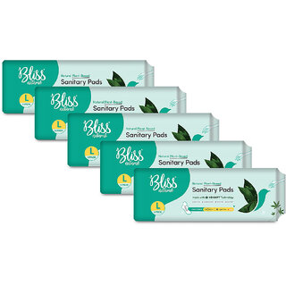 BLISSNATURAL Rash-Free Sanitary Pads For Women  Jumbo pack  Size - L  Pack Of 30 Pads