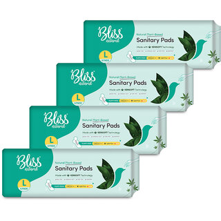 BLISSNATURAL Rash-Free Sanitary Pads For Women  Jumbo pack  Size - L  Pack Of 30 Pads