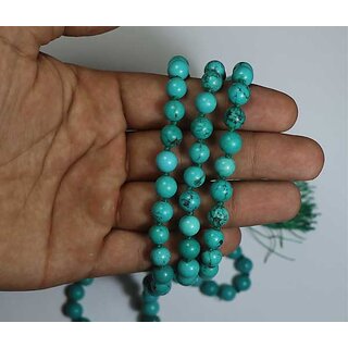                       Natural  Original Turquoise/Firoza Hand Knotted Mala Turquoise Crystal Chain beads for men  women                                              