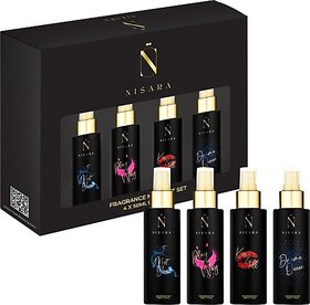 Nisara Pack of 4 Fragrance Body Mist Gift Set For Women 4 X 50 ML Body Mist - For Women (200 ml, Pack of 4)