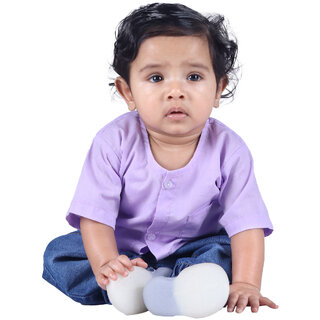                       Kid Kupboard Cotton Baby Boys Shirt, Purple, Half-Sleeves, Crew Neck, 6-12 Months KIDS5599                                              