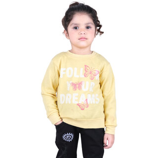                      Kid Kupboard Cotton Baby Girls Sweatshirt, Yellow, Full-Sleeves, 3-4 Years KIDS5643                                              