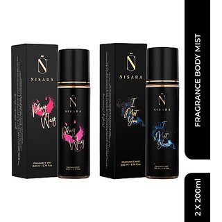 Nisara I Mist You Play My Way Fragrance Body Mist 2x200ml Body Mist For Women 400 ml Pack of 2