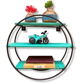 Onlinecraft Wooden Wall Self Wooden Wall Shelf (Number Of Shelves - 3, Black, Blue) Onlinecraft Wooden Wall Self Wooden Wall Shelf (Number Of Shelves - 3, Black, Blue)