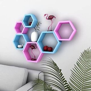 Onlinecraft Wooden Wall Shelf Hexsa Pink White Wooden Wall Shelf (Number Of Shelves - 6, Steel) Onlinecraft Wooden Wall Shelf Hexsa Pink White Wooden Wall Shelf (Number Of Shelves - 6, Steel)
