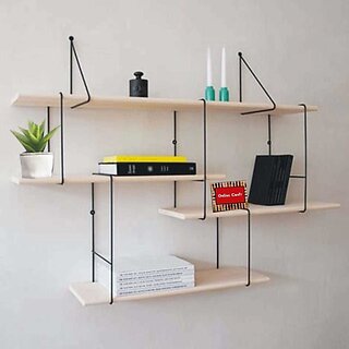                       Onlinecrafts Wooden Wall Shelf Wooden Wall Shelf (Number Of Shelves - 4, Brown)                                              