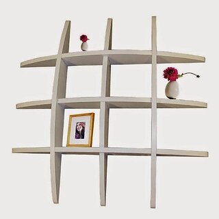                       Onlinecraft Wall Rack Shelf Wooden Wall Shelf (Number Of Shelves - 12, White)                                              