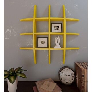                       Onlinecraft Wooden Wall Decor Wooden Wall Shelf (Number Of Shelves - 1, Yellow)                                              