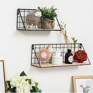                       Onlinecrafts Wooden Wall Shelf (Number Of Shelves - 2)                                              
