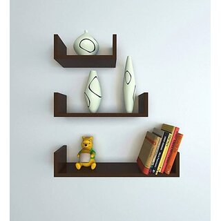                       Onlinecraft Wooden Wall Shelf Wooden Wall Shelf (Number Of Shelves - 3, Brown)                                              