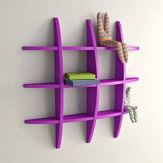                       Onlinecraft Wooden Wall Shelf Wooden Wall Shelf (Number Of Shelves - 12, Purple)                                              