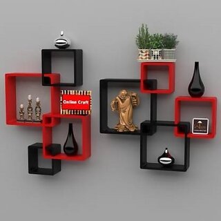 Onlinecraft Wooden Wall Self Wooden Wall Shelf (Number Of Shelves - 8, Red, Black) Onlinecraft Wooden Wall Self Wooden Wall Shelf (Number Of Shelves - 8, Red, Black)