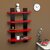 Onlinecrafts Wooden Double Patti Cut Shelf Rad Black Wooden Wall Shelf (Number Of Shelves - 4, Black, Red)