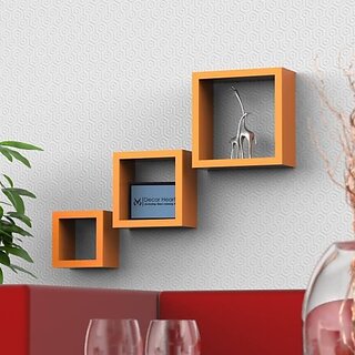 Onlinecrafts Wooden Wall Shelf Wooden Wall Shelf (Number Of Shelves - 3, Gold) Onlinecrafts Wooden Wall Shelf Wooden Wall Shelf (Number Of Shelves - 3, Gold)