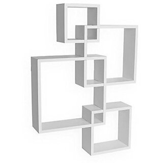                       Onlinecrafts Wooden Wall Shelf Wooden Wall Shelf (Number Of Shelves - 4, White)                                              