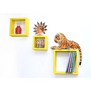 Onlinecrafts Wooden Wall Shelf Wooden Wall Shelf (Number Of Shelves - 3, Yellow) Onlinecrafts Wooden Wall Shelf Wooden Wall Shelf (Number Of Shelves - 3, Yellow)