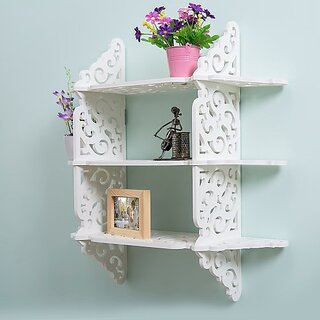 Onlinecrafts Wooden Wall Shelf ( White ) Jali Tyre Rack Wooden Wall Shelf (Number Of Shelves - 9, White) Onlinecrafts Wooden Wall Shelf ( White ) Jali Tyre Rack Wooden Wall Shelf (Number Of Shelves - 9, White)