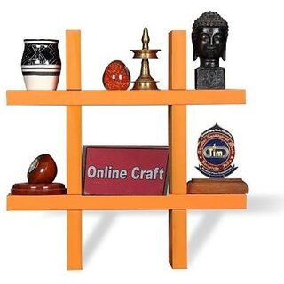                       Onlinecraft Ch2990 Wooden Wall Shelf Mota Plus Orange Wooden Wall Shelf (Number Of Shelves - 6, Orange)                                              