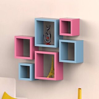 Onlinecrafts Wooden Set Top Box Wooden Wall Shelf (Number Of Shelves - 3, Blue, Pink) Onlinecrafts Wooden Set Top Box Wooden Wall Shelf (Number Of Shelves - 3, Blue, Pink)