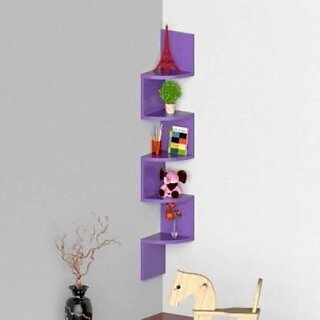                       Onlinecraft Ch2881 Wooden Wall Shelf Wooden Wall Shelf (Number Of Shelves - 4, Purple)                                              