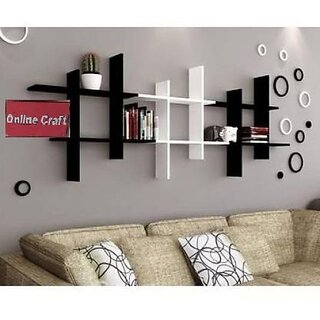 Onlinecraft Ch2998 Wooden Wall Shelf White Black Plus Mota Wooden Wall Shelf (Number Of Shelves - 3, White, Black) Onlinecraft Ch2998 Wooden Wall Shelf White Black Plus Mota Wooden Wall Shelf (Number Of Shelves - 3, White, Black)