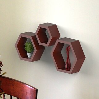 Onlinecrafts Wooden Wall Shelf Wooden Wall Shelf (Number Of Shelves - 3, Brown) Onlinecrafts Wooden Wall Shelf Wooden Wall Shelf (Number Of Shelves - 3, Brown)