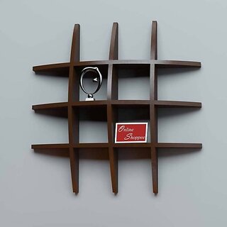                       Onlinecrafts Wooden Wall Shelf Wooden Wall Shelf (Number Of Shelves - 12, Brown)                                              